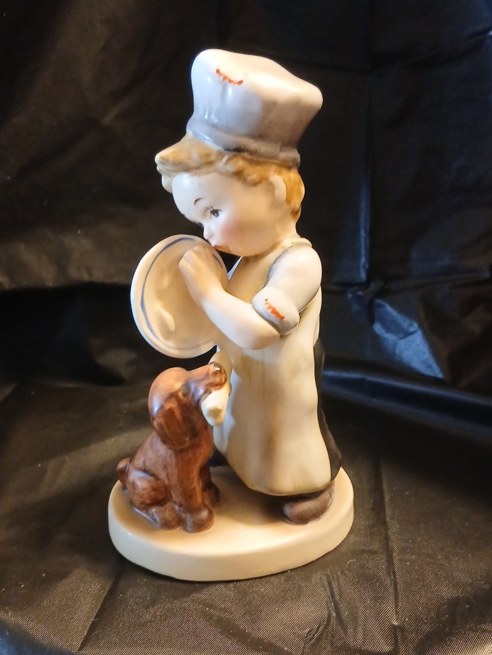 Napco Porcelain Boy with Dog Figurine - "Dishwasher"